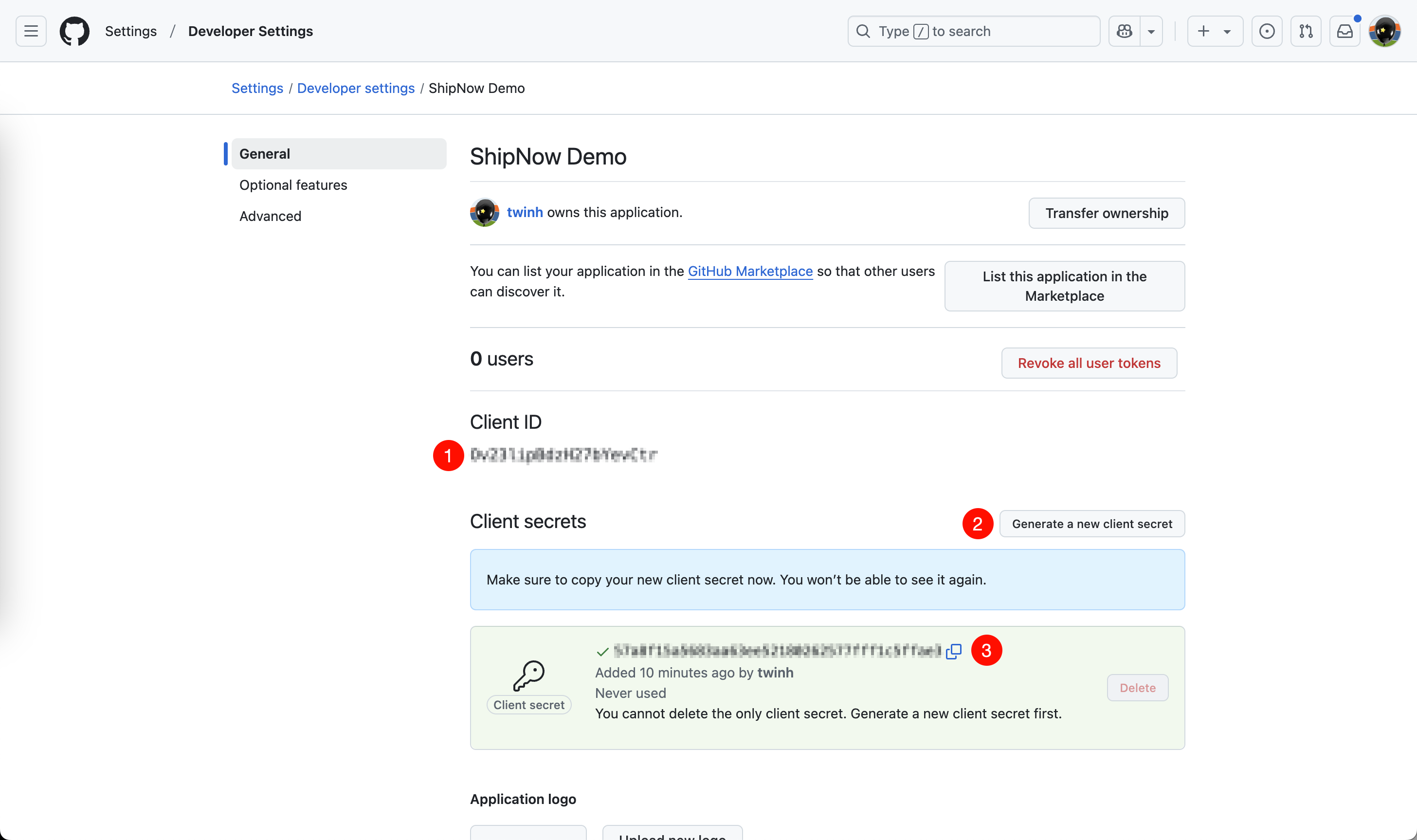 Generate client secret