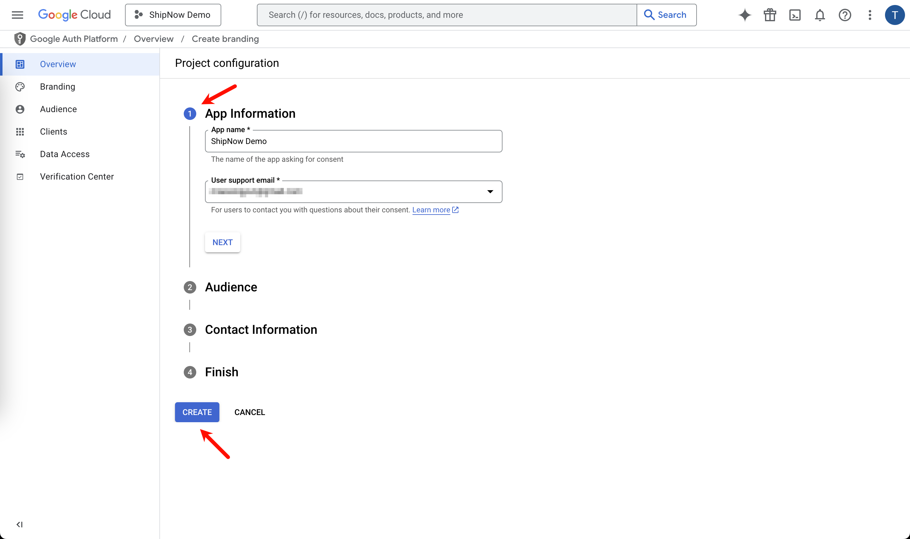 Configure OAuth consent screen