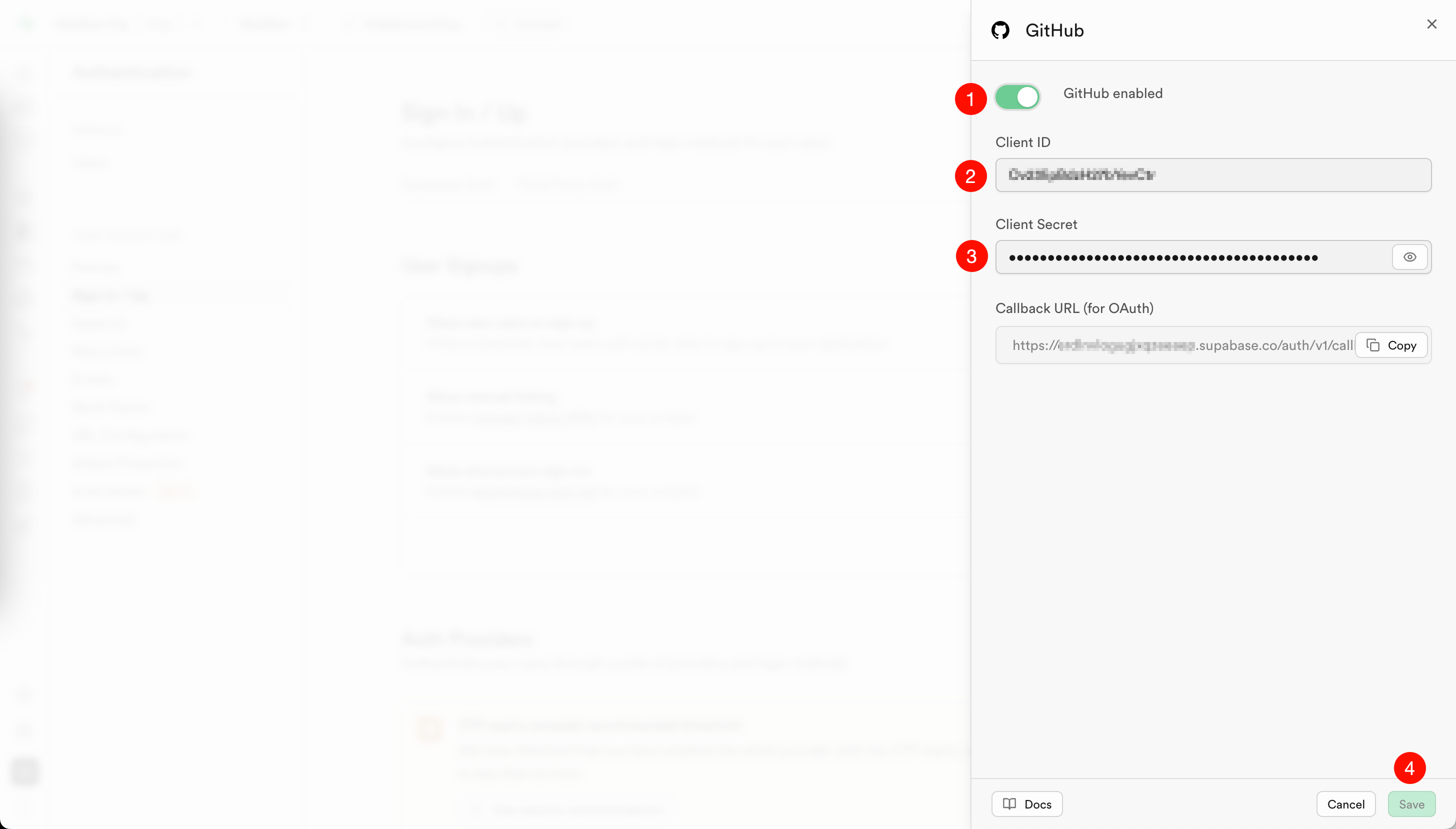 Add credentials to Supabase